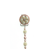 Blue, Pink, Cream Vintage Flower and Pearl Pacifier Clip