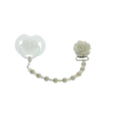 Cream or Hot Pink Rosette Pacifier Clip ( CFLW)