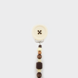 Brown, Blue Button Pacifier clip with Stunning Beads (CBB, CBBL)