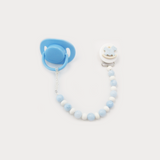 Blue Rocking Horse Pacifier clip with Wooden Beads (CRHB)