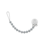 White Beaded Teddy Bear Pacifier Clip (CPW)