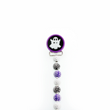 Halloween Purple & Black Ghost Beaded Pacifier Clip