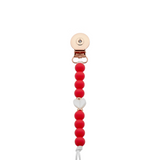 Silicone beads with double heart design pacifier clip (SH)