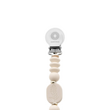 Silicone pacifier clip with oval 2 sided engraved design center bead (SO)