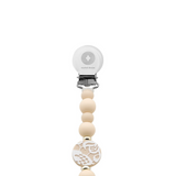 Silicone pacifier clip with lacy 2 tone center bead (SL)