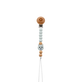 Wood pacifier clip with silicone teddy and wooden beads (SWT)