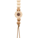 Wooden pacifier clip with silicone daisy and wooden beads (SWD)