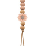 Wooden pacifier clip with silicone daisy and wooden beads (SWD)