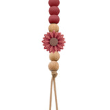 Wooden pacifier clip with silicone daisy and wooden beads (SWD)