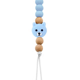 Wood pacifier clip with silicone teddy and wooden beads (SWT)