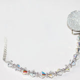 Pink, Blue, Clear Sparkly Glitter with European Crystals Pacifier Clip (CSGP,CSGB,CSGC)