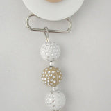 Button Pacifier clip with Acrylic Beads in many beautiful colors (CPGB,CPTB,CPPB,CPBLB)