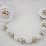 Button Pacifier clip with Acrylic Beads in many beautiful colors (CPGB,CPTB,CPPB,CPBLB)