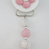 Pick your Color Daisy Pacifier clip with matching Acrylic Beads (CPWD,CPPU,CPPD,CPGD)