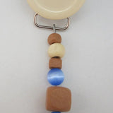 Brown, Blue Button Pacifier clip with Stunning Beads (CBB, CBBL)