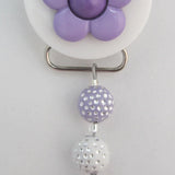 Pick your Color Daisy Pacifier clip with matching Acrylic Beads (CPWD,CPPU,CPPD,CPGD)