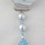 Beige, Blue Diamond Pacifier clip with Stunning Bling Beads and Pearls (CBLG,CBLB)