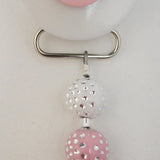 Button Pacifier clip with Acrylic Beads in many beautiful colors (CPGB,CPTB,CPPB,CPBLB)
