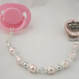 Crown Pacifier clip with European Pearls & crystals (CCB,CCS,CCP)