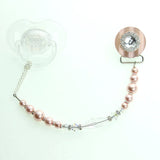 Blingy Clear, Pink, Blue European Crystal and Pearl Pacifier Clip (MSRP 33.00)