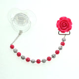 Cream or Hot Pink Rosette Pacifier Clip ( CFLW)
