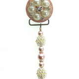 Blue, Pink, Cream Vintage Flower and Pearl Pacifier Clip