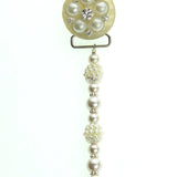 Blue, Pink, Cream Vintage Flower and Pearl Pacifier Clip