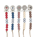 Silver Button Silicone Pacifier Clip