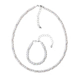 White Czech Glass Pearls and Crystals Handmade Bracelet and Necklace Gift Set (GSNB34)