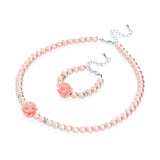 Bracelet and or Necklace , Pink with Flower, Toddler, Child, Bridesmaid, Flower Girl (GSTN/B2_P)