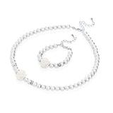 Bracelet and or Necklace , White with Flower, Toddler, Child, Bridesmaid, Flower Girl (GSTN/B2_W)