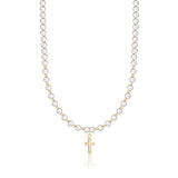 Infant, Baby Christening Necklace , Toddler, Child , Communion gold filled with cream pearls (NGC)