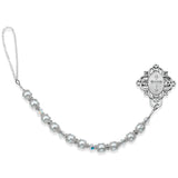 Baptism Gift, Pearl Pacifier Clip, Baby Christening Gift, Cross, Goddaughter Godson White and Very Blingy Silver Accents (CCRS) MSRP 39.00