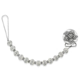 White Beaded Exquisite Flower Crystal Pacifier Clip (CRSF)