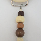 Brown, Blue Button Pacifier clip with Stunning Beads (CBB, CBBL)