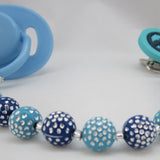 Blue Dolphins Pacifier clip with Acrylic Beads (CPD)
