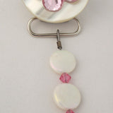Pink Flower Pacifier clip with Stunning Mother of Pearls (CMPP)