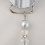 Lacy Flower Pacifier clip with Stunning Pearls and Crystals (CLB, CLW)