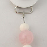 Pink Duck Pacifier clip with Wooden Beads (CDP)
