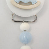 Blue Rocking Horse Pacifier clip with Wooden Beads (CRHB)