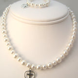 Crystal Dream White Pearls with Sterling Silver Cross Beaded Necklace (NCHS)