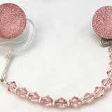 Pink, Blue, Clear Sparkly Glitter with European Crystals Pacifier Clip (CSGP,CSGB,CSGC)