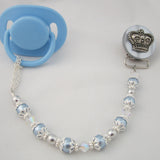 Crown Pacifier clip with European Pearls & crystals (CCB,CCS,CCP)