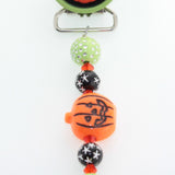 Halloween Orange & Green Jack-o-Lantern Beaded Pacifier Clip