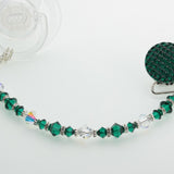 Emerald Crystal Beaded Luxury Pacifier Clip (CSHE)