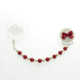 Baby European Coral Pearls White and Red Pacifier Clip with Bow (CRRW,CRW,CRWP)