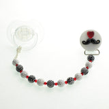 Beaded Mustache Pacifier Clip (CFUN1)