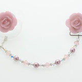 Pink Rose or White European Crystal Pacifier Clip (CFFP,CFFW) Dummy Clip, Binky Clip