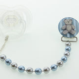 Bear Pacifier Clip with matching pearls (CT)