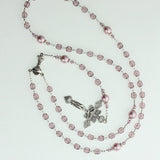 Catholic Rosary Prayer Bead necklace, lavender shade Pearls and Cathedral Crystals and Cross Necklace (RN10)